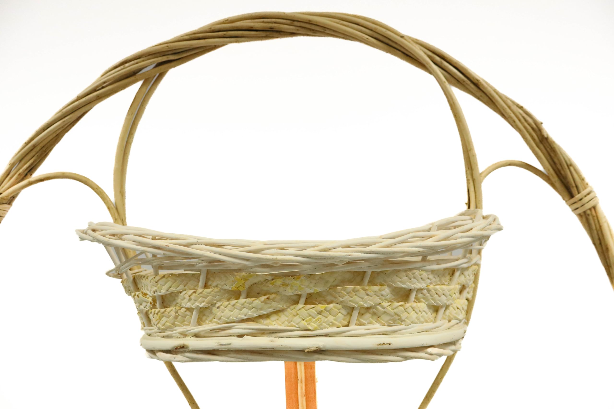 Cesta de Mimbre Blanca de Tres Pisos – Expositor de Mimbre para Lotes, Cestas de Navidad, Ofrendas de Flores y Decoración (91 x 38 x 131 cm)