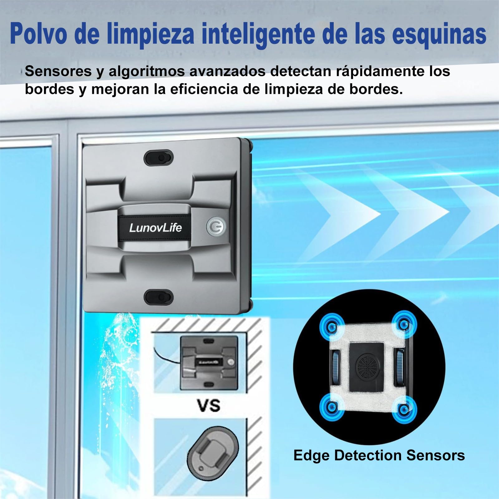 Robot Limpiacristales Automático Cuadrado 5600Pa 6 Spray, Limpia Cristales Eléctrico Ventanas Esquinas, Mando y App, Limpia Vidrios Azulejos Mamparas (M83)