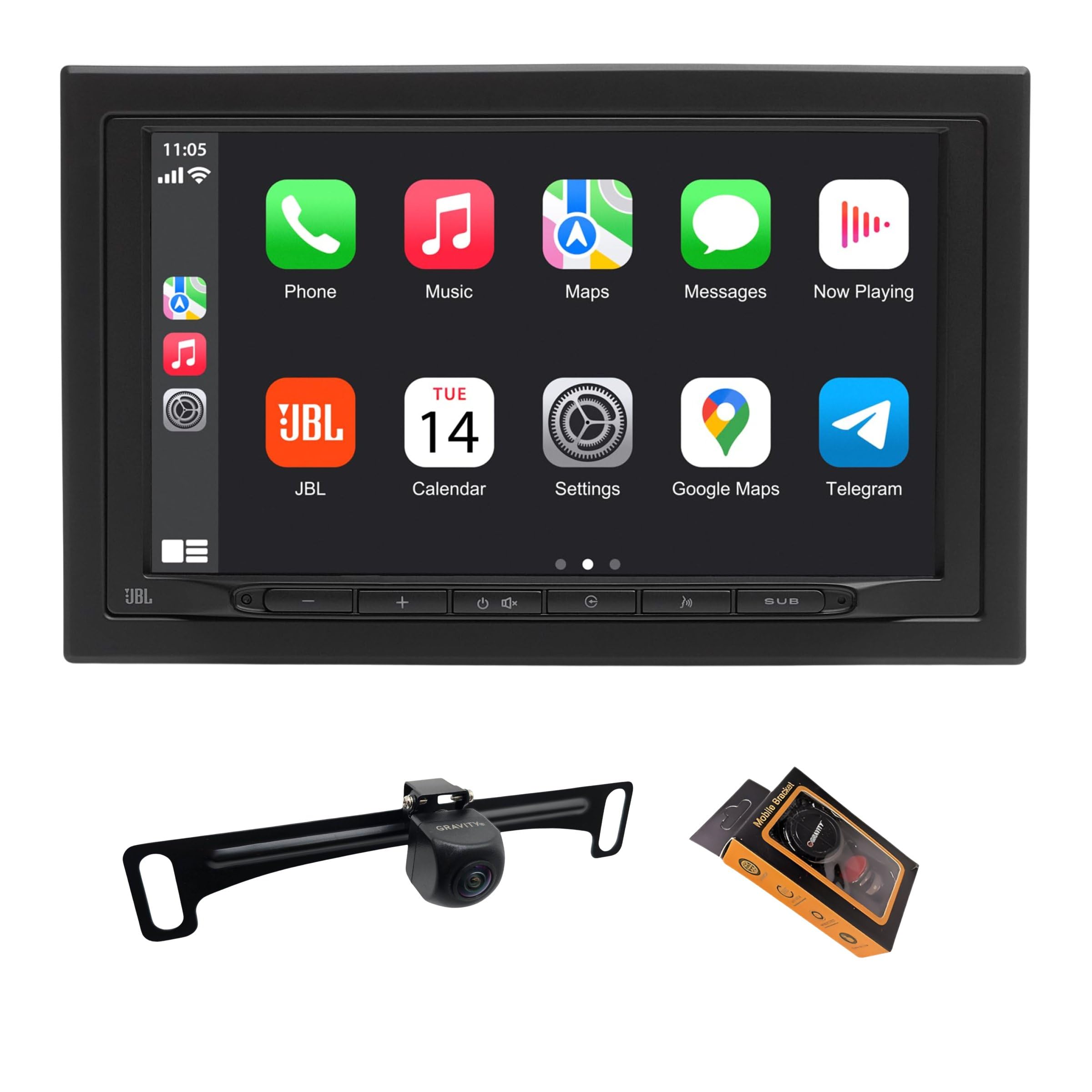 JBL Legend 700 AV Receiver - 7" Touchscreen, Wireless Apple CarPlay &amp; Android Auto, Includes Gravity VGC820PL Backup Camera - Premium Audio &amp; Safety Bundle