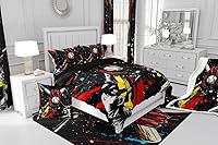 Vista 6 de Funda de edredón de béisbol matrimonial, juego de ropa de cama con temática de juegos de deportes de pelota para niños, funda de edredón de guantes