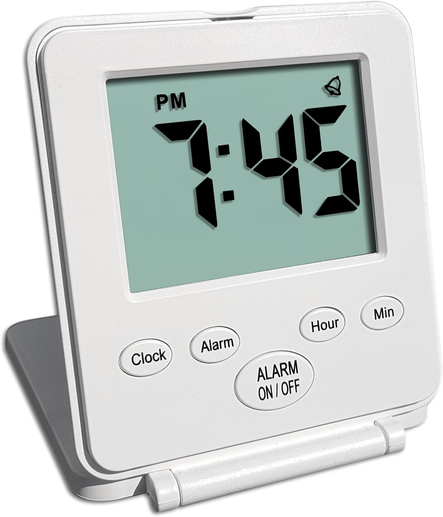 Digital Travel Alarm Clock - No Bells, No Whistles, Simple, Battery Operated, Alarm, Snooze, Small and Light, ON/OFF Switch, USA Top Selling for 2+ Years! White
