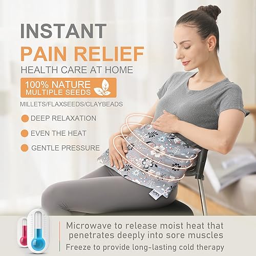 Miniatura 2 de UNCN Almohadilla térmica ancha para microondas con funda lavable de 9 x 15 pulgadas, almohadilla caliente para microondas para cuello, hombros,