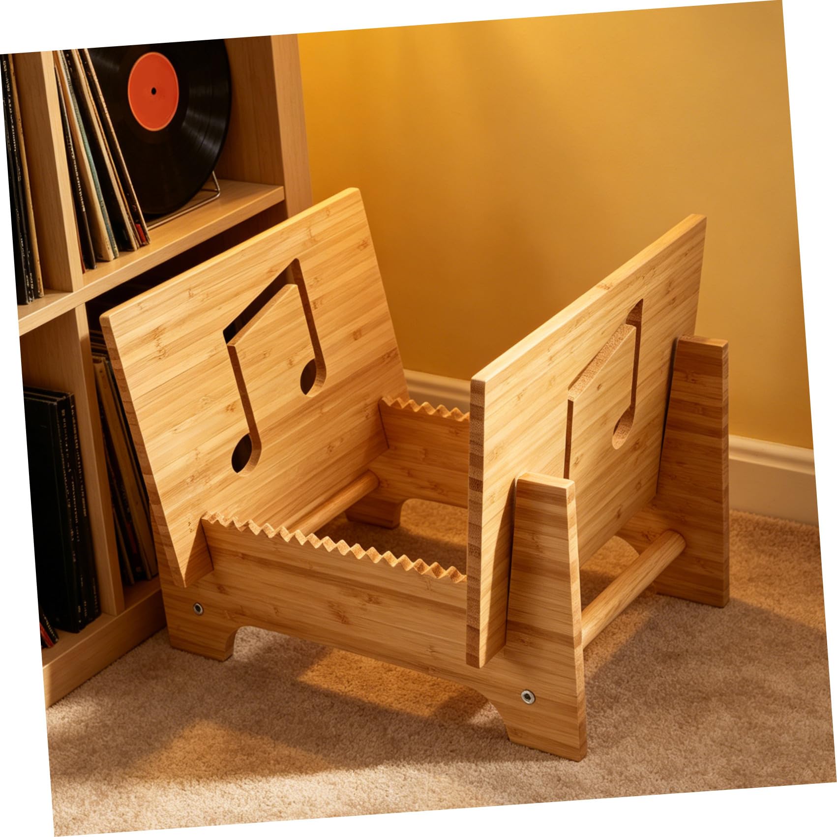 NUOBESTY Porta Dischi in Legno per Vinili Mobile Organizer per Collezione con Design Classico e Robusto per Soggiorno o Studio