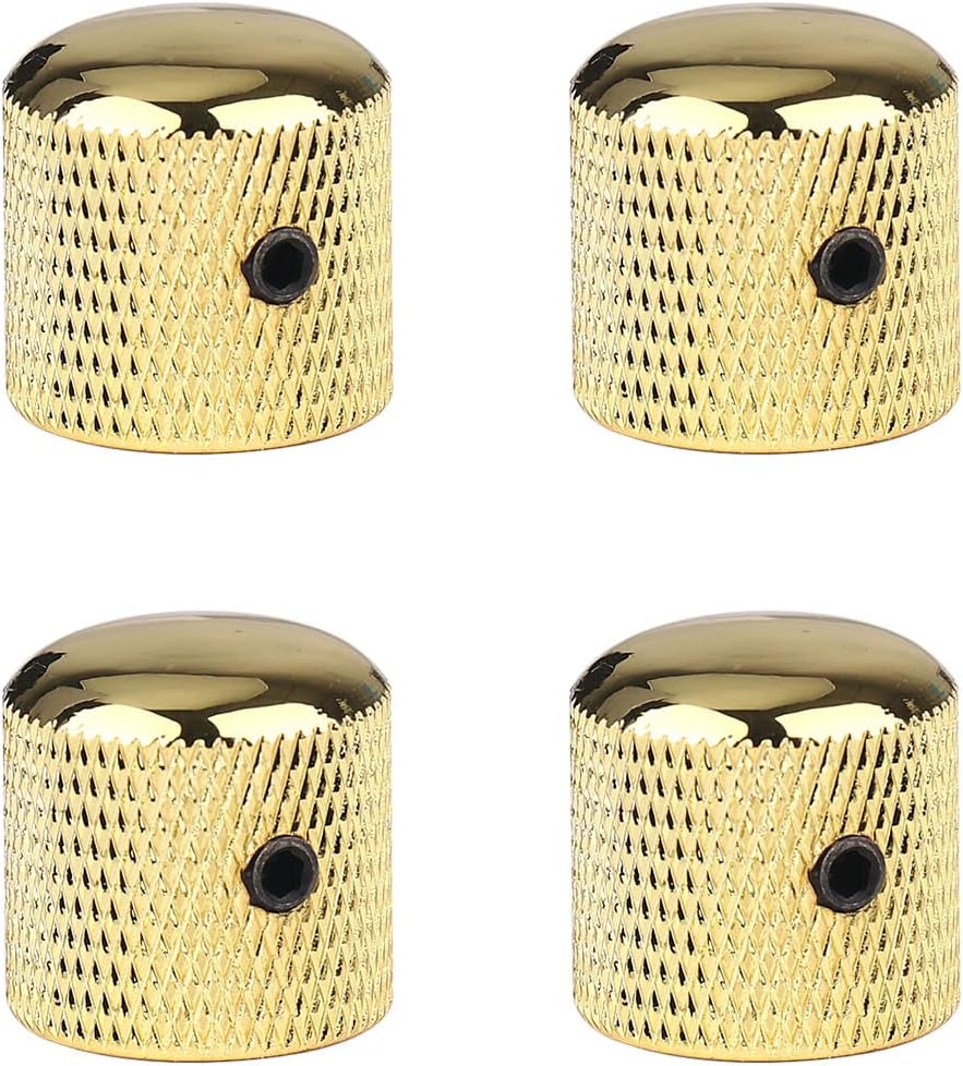 4Pcs Metal Guitar Knobs Gold Volume Tone Control Dome Knob with Allen Keys Screws for Fender Telecaster Gibson Les Paul Electric Guitar Bass Accessories (Gold)