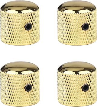 4Pcs Metal Guitar Knobs Gold Volume Tone Control Dome Knob with Allen Keys Screws for Fender Telecaster Gibson Les Paul Electric Guitar Bass Accessories Gold