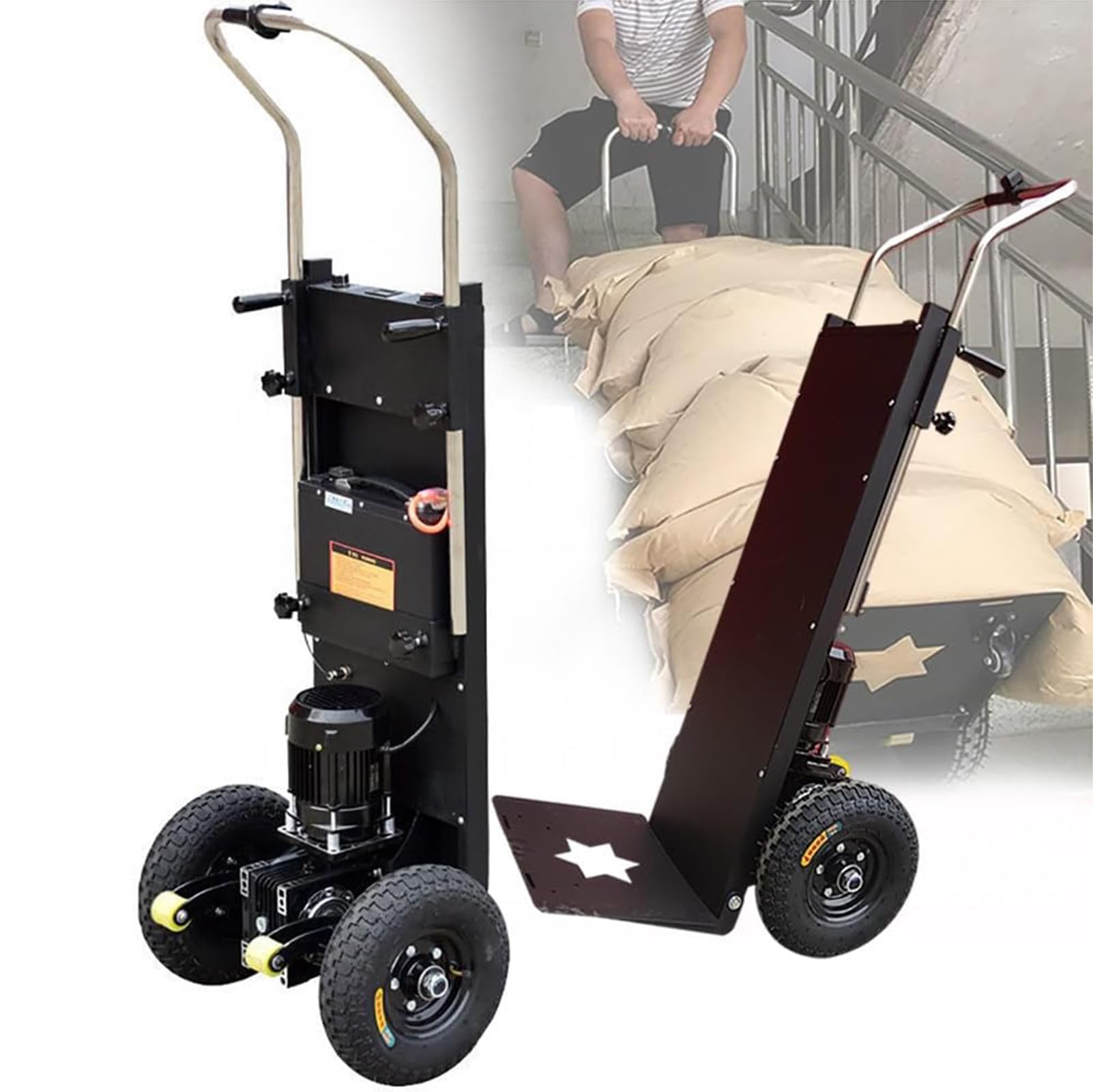 Carretilla Electrica Sube Escaleras Multifuncional Carretilla Eléctrica para Subir Escaleras con Carga De 1200 W Eléctrica Portátil Mover Muebles Equipos Pesados Materiales,07