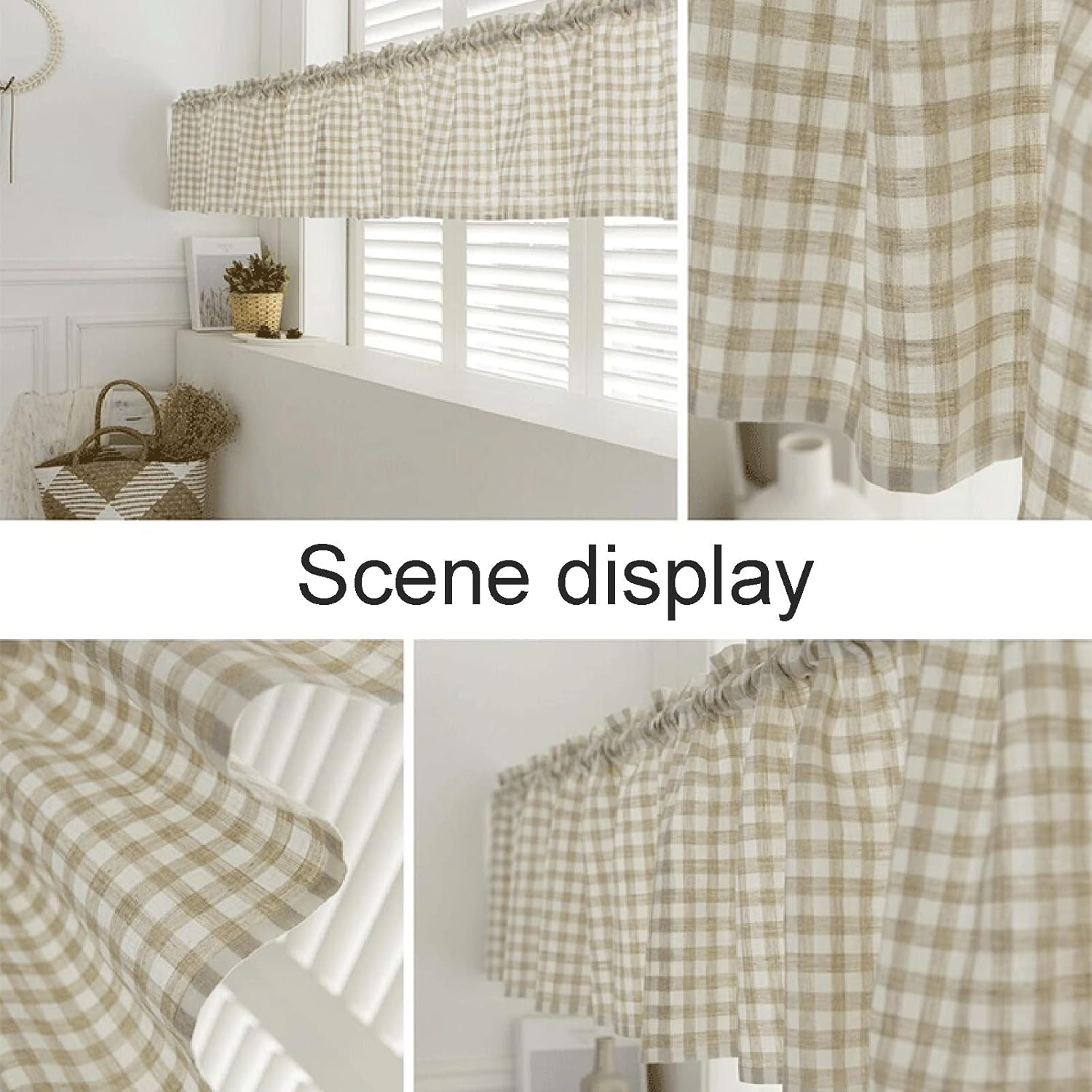Kitchen Curtain Blue Checkered Cafe Window Curtains, British Plaid Kitchen Curtain Valance Window Decor for Balcony, Kitchen, Bedroom, Living Room ( Color : Blue , Size : 150*120cm(59*47.2in) )