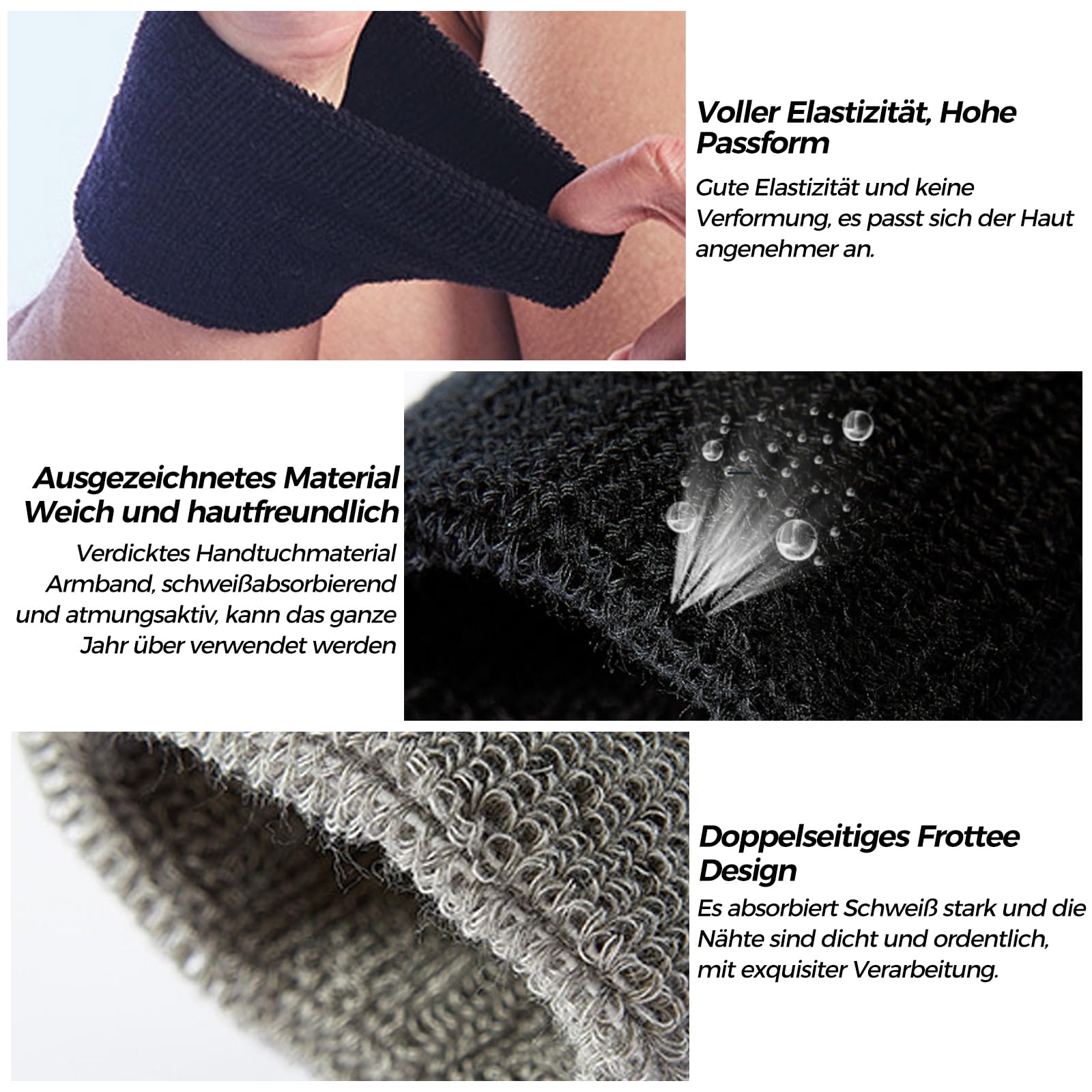 VIKY Zweetbandenset, 6 Stuks Polsbandenset, Sweat Bands Mannen Vrouwen Pols Polsbanden Sweatbands, Zacht Verdikt Voor Basketbal Gym Gymnastiek Tennis Voetbal Hardlopen, Groen, 8 * 8 cm