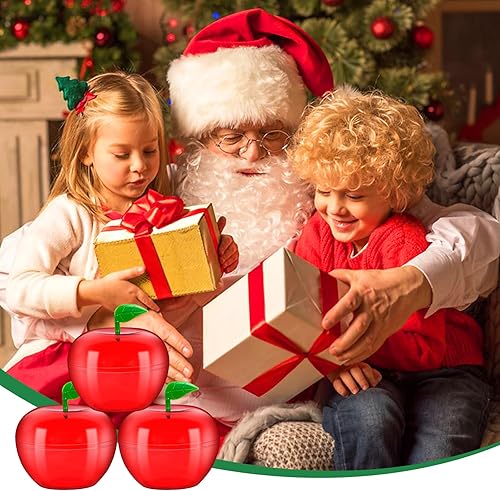 Miniatura 6 de 50 recipientes de plástico para manzanas, contenedor de manzana de Navidad, mini recipiente rojo transparente de manzana, decoraciones de manzana