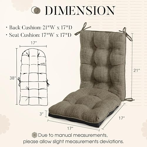 Miniatura 3 de Basic Beyond Juego de 2 cojines para mecedoras de porche para sillas mecedoras de madera para exteriores con acolchado grueso, cojín de respaldo con