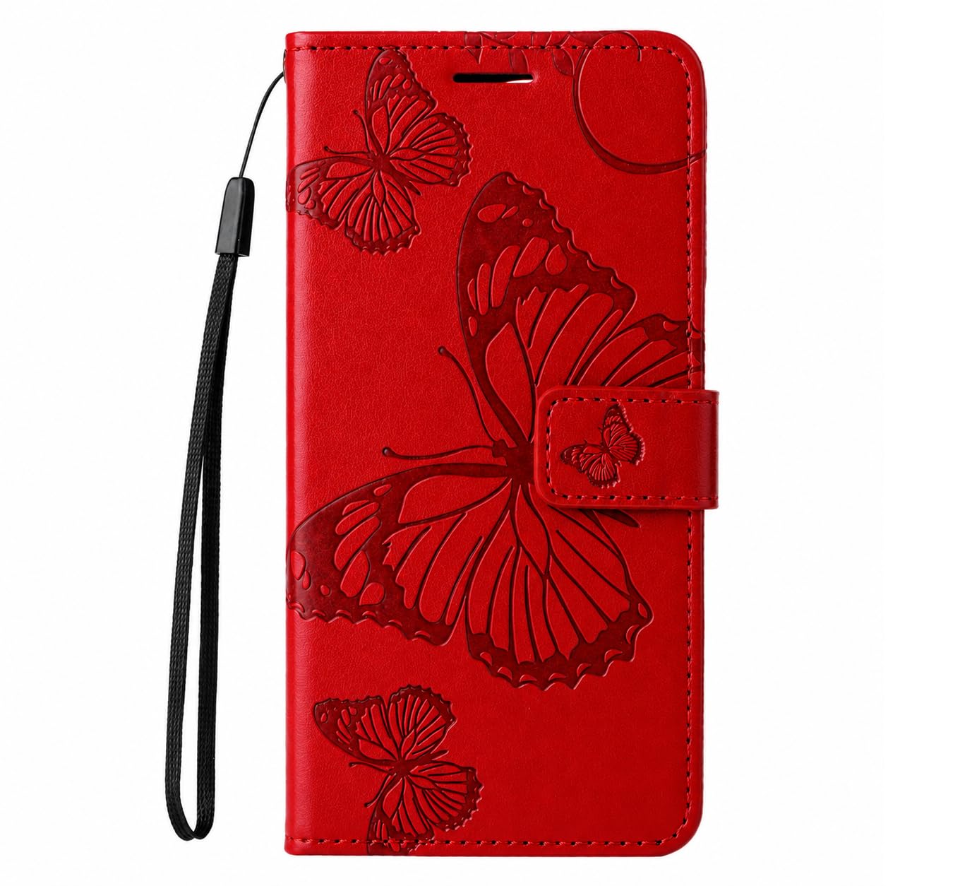 TELETEL Diva Series Butterfly Embossing Pu Leather Flip Wallet Case Cover with Card Holder | Magnetic Closure (Red) for Redmi Note 11 & Redmi Note 11S-image-48