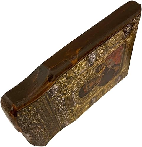 Miniatura 5 de Mastic of Chios Icono de madera bendecido griego cristiano ortodoxo hecho a mano Virgen María Soumela madera maciza (5.1 in o 5,2 in)