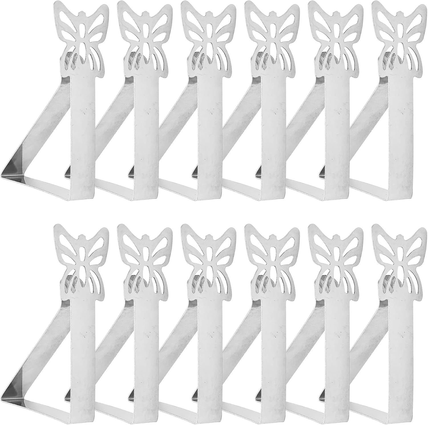12PCS Butterfly Tablecloth Clips, Stainless Steel Table Cover Clamps for Outdoor Picnic Tables, Restaurant and Wedding Party Accessories
