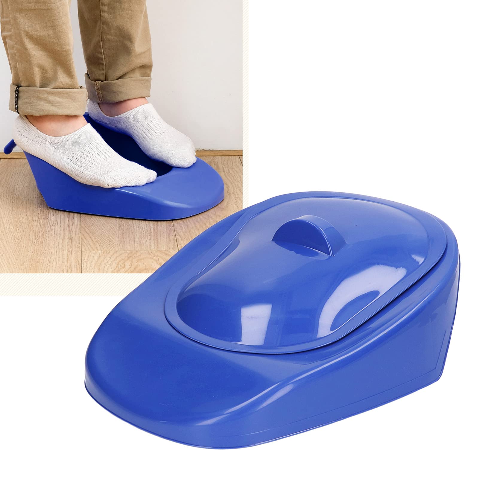 Keenso Padella per Paziente, Padella per Donne Anziane con Coperchio, Camera per Orinatoio Portatile per Anziani e Adulti Allettati a Letto (Blu Scuro)