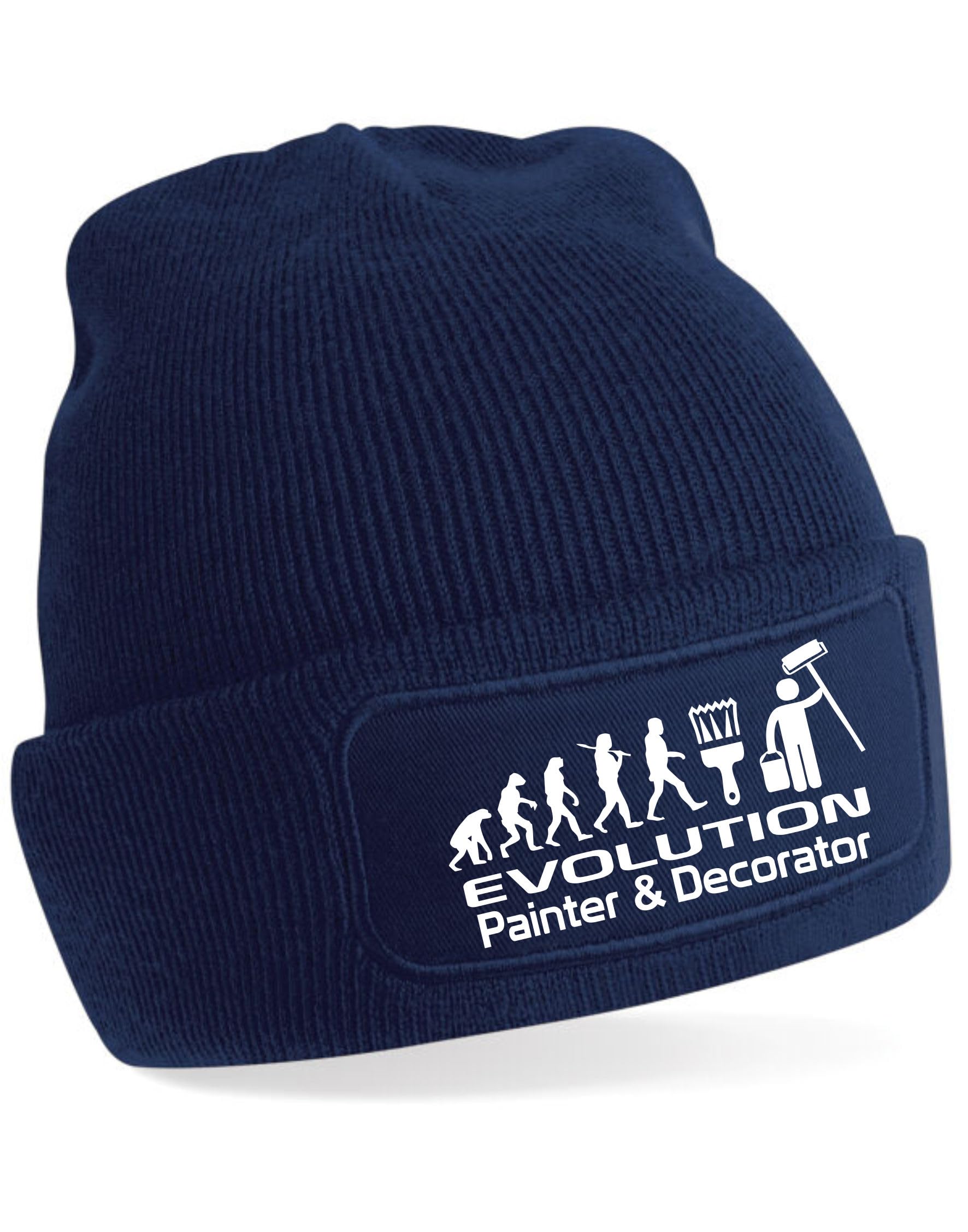 Print4U Evolution of A Painter Beanie Hat Gift for Any Decorators Men & Ladies Blue