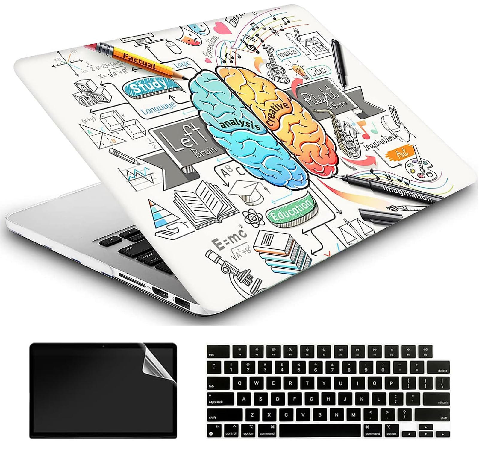 Funda Compatible con MacBook Air 13 Pulgadas 2020 2021 2022 M1 A2337/A2179,Carcasa Rígida Protector de Plástico Cubierta & EU Teclado Cubierta & Pantalla Protecto,Cerebro Izquierdo y Derecho 1