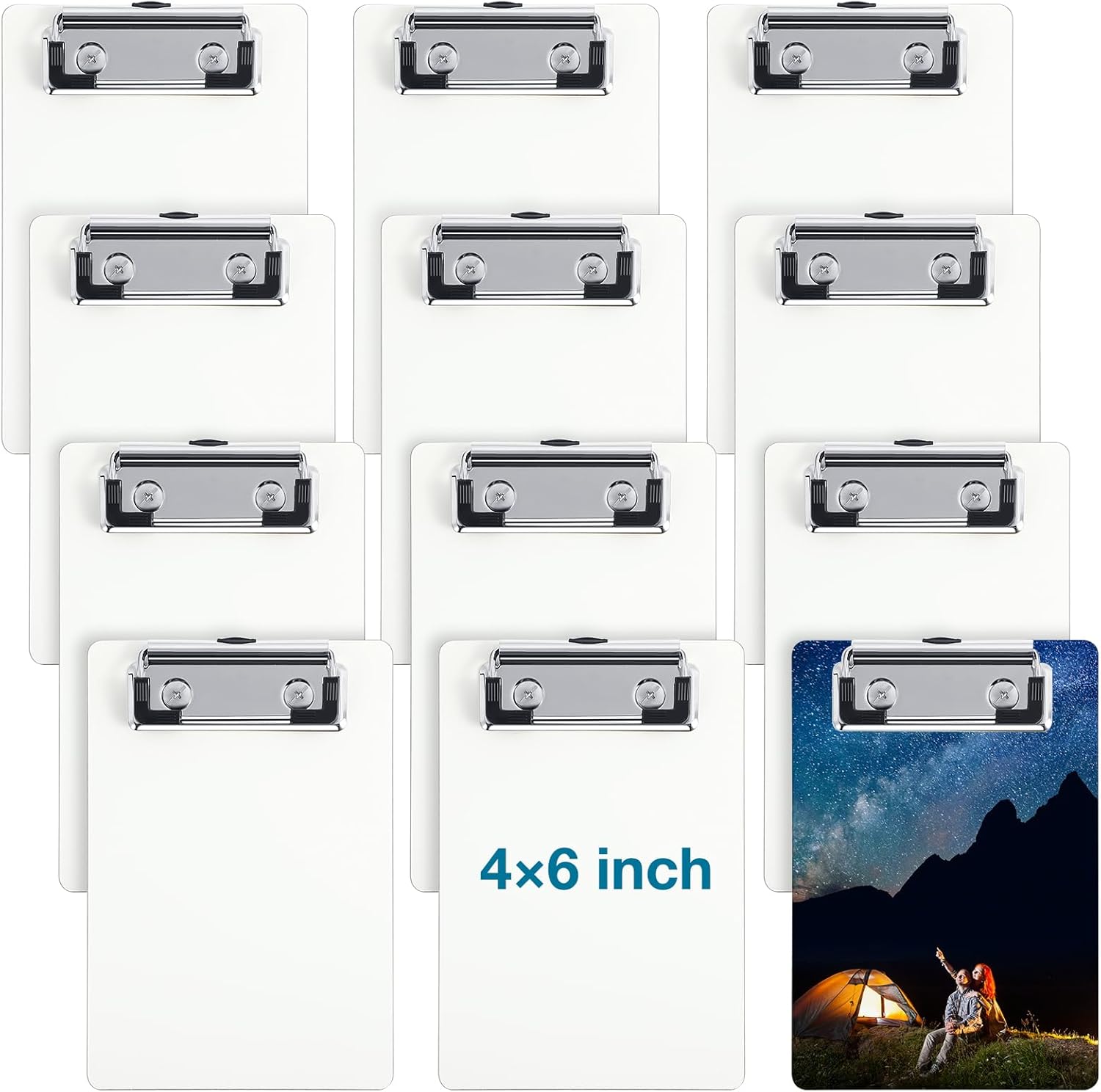 Seajan 12 Pack Sublimation Clipboard Blanks Bulk 4x6 Inches Mini MDF Clipboard Sublimation Teacher Blanks for DIY and Office Products Design Work