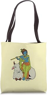 Hindu god - the blue flute player Krishna Tote Bag
