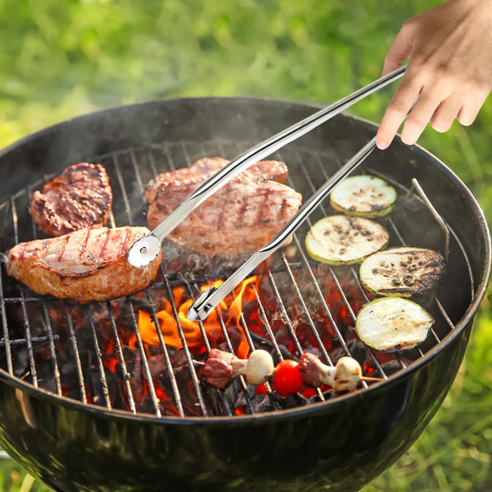 Set Di 3 Pinze Per Barbecue In Acciaio Inox, Lunghe 40 Cm - Manici Antiscivolo Per Girare Bistecche E Salsicce Alla Griglia - 2