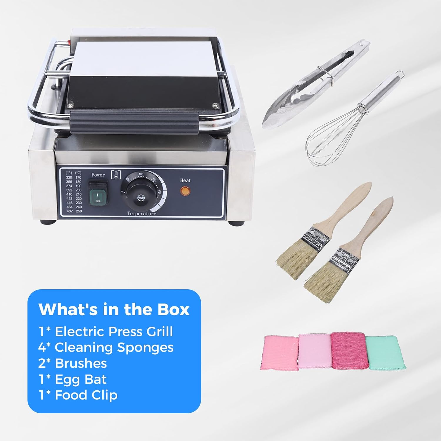 Electric Sandwich Maker, 110V 1800W Sandwich Press Breakfast Sandwich Makers Toaster with Non-Stick Coating & Adjustable Temperature Waffle & Toast Makers for Small Kitchens, Dormitories