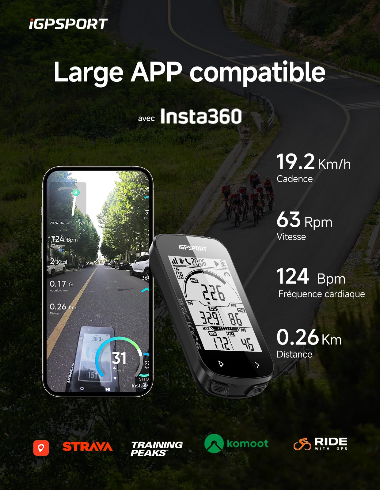 iGPSPORT BSC100S Compteur Velo sans Fil, Écran 2,6'' à Rétroéclairage Auto 40 Données Sportives 40H d’Autonomie Capteur Ant+/Bluetooth, IPX7 Étanche Compteur Velo GPS Ordinateur de Vélo GPS Velo