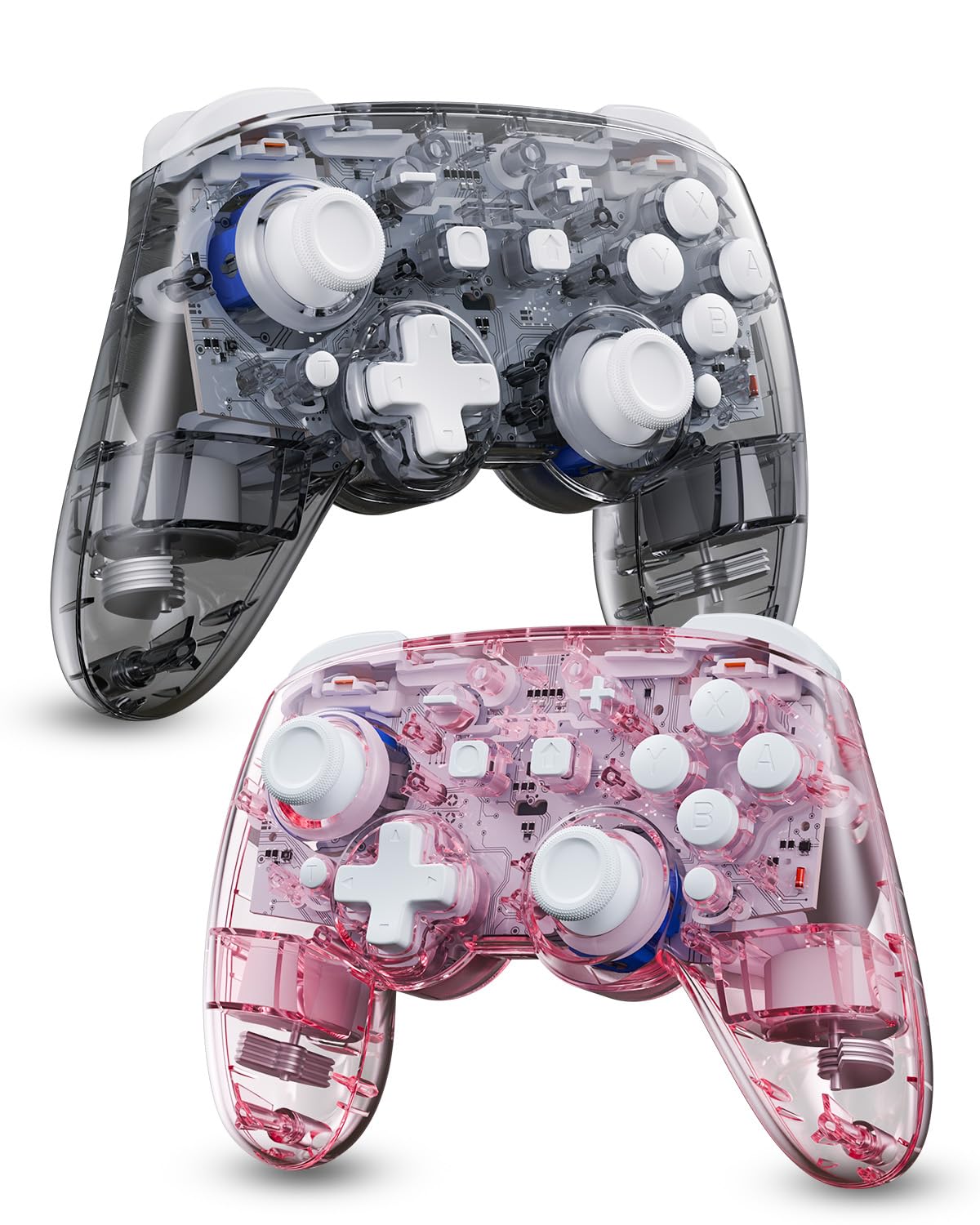 PALPOW Controller Wireless con Effetto Hall – Gamepad Professionale Compatibile con Switch 2/OLED/Lite, con Effetti Luminosi LED a 7 Colori, Programmazione Macro e Funzione Turbo – Rosa/Grigio