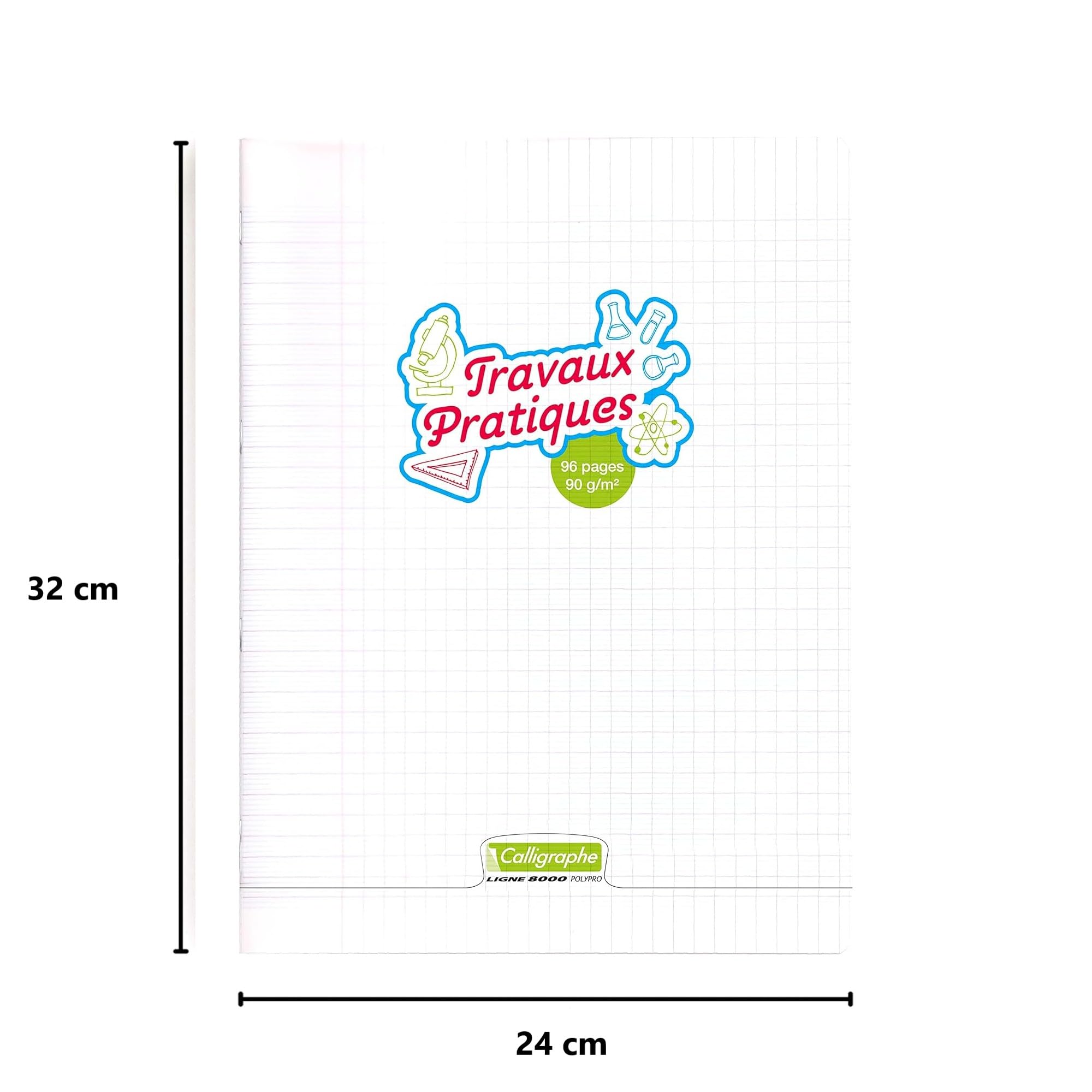 Clairefontaine Calligraphe 18189C Cahier Travaux Pratiques 24x32 cm 96 Pages Grands Carreaux Papier 90 g Couverture Polypro Transparent