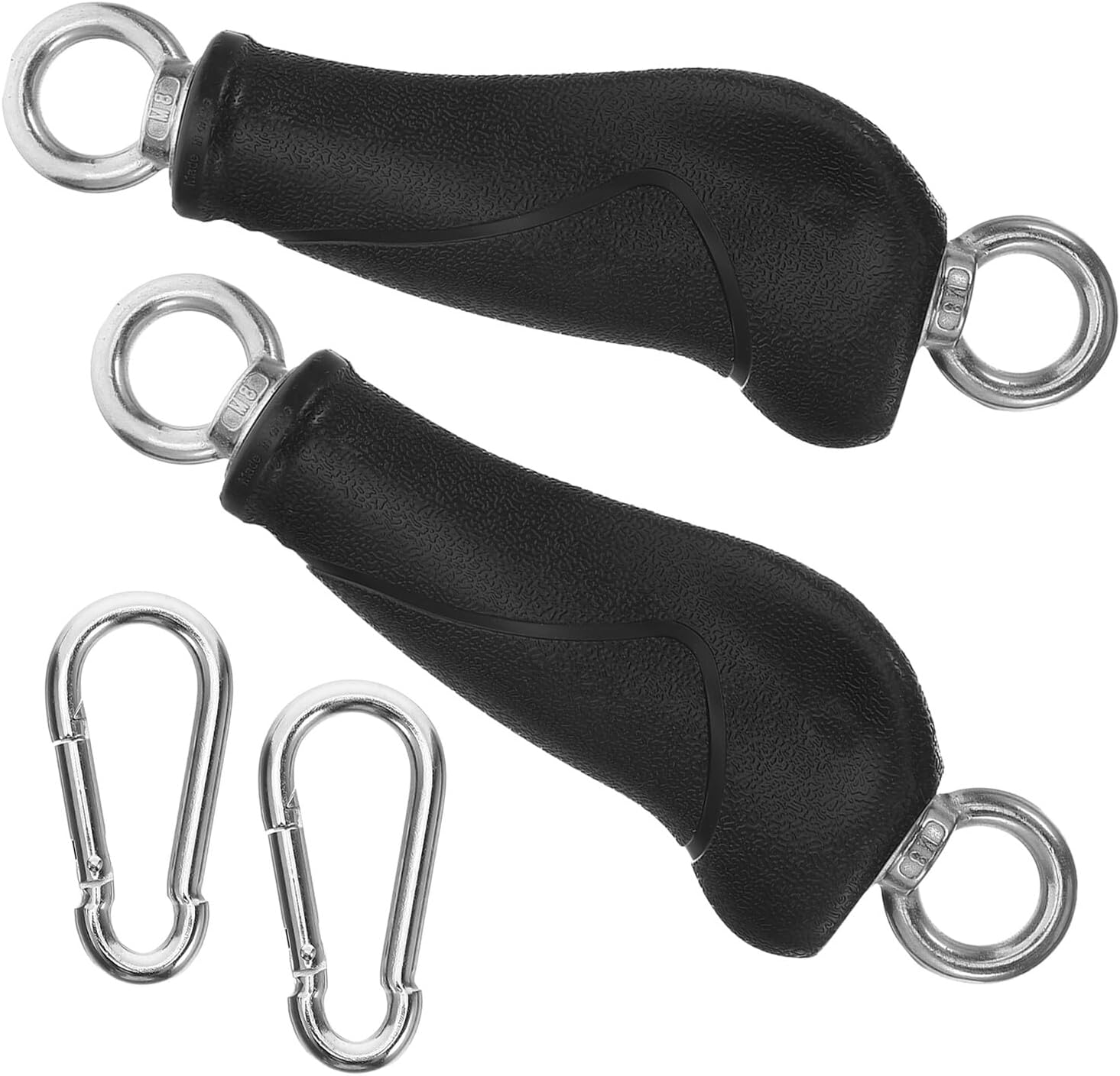 Milisten 2pcs Gym Exercise Handles Cable Machine Attachments, Short Dual Ring Workout Hand Grips for Strength Training Fitness Accessories