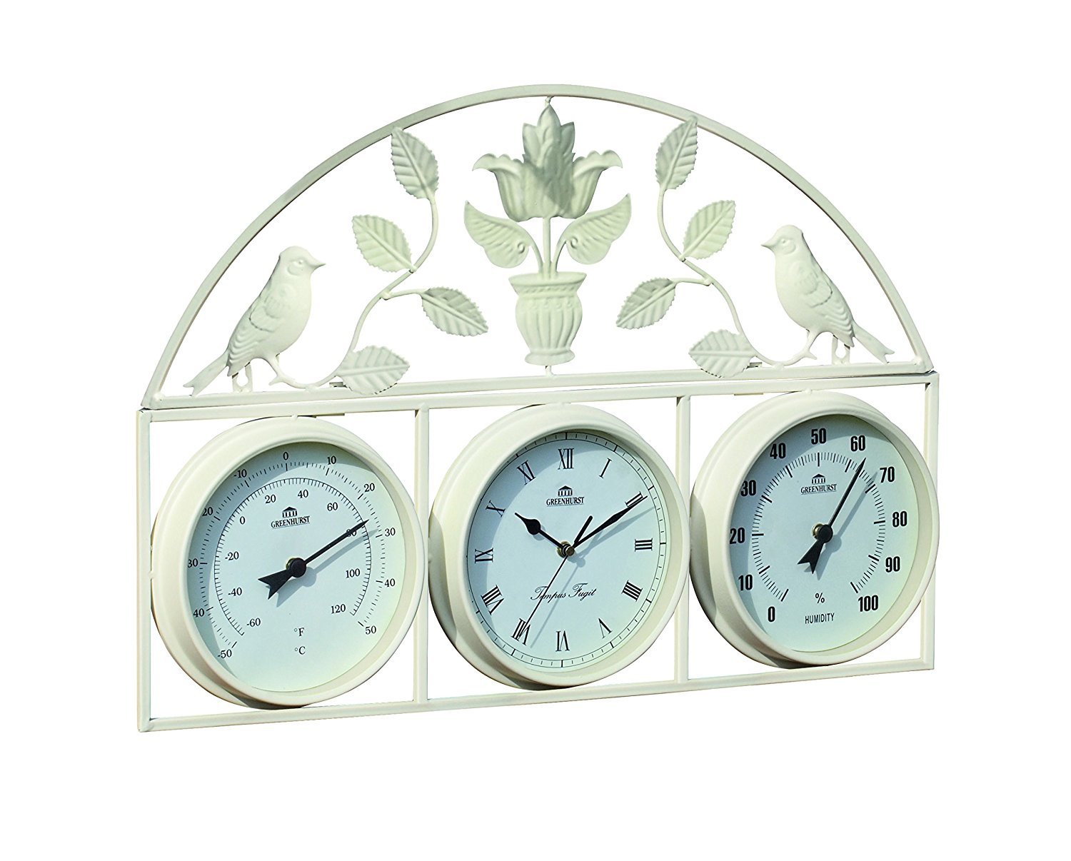 Greenhurst Outdoor Garden Three in One Weather Station with Clock
