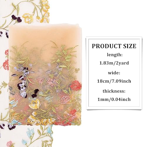 Miniatura 8 de BENECREAT 2 yardas de encaje de tul bordado, 9 pulgadas de ancho, malla bordada floral, accesorios de ropa para vestidos de velo, cortinas de