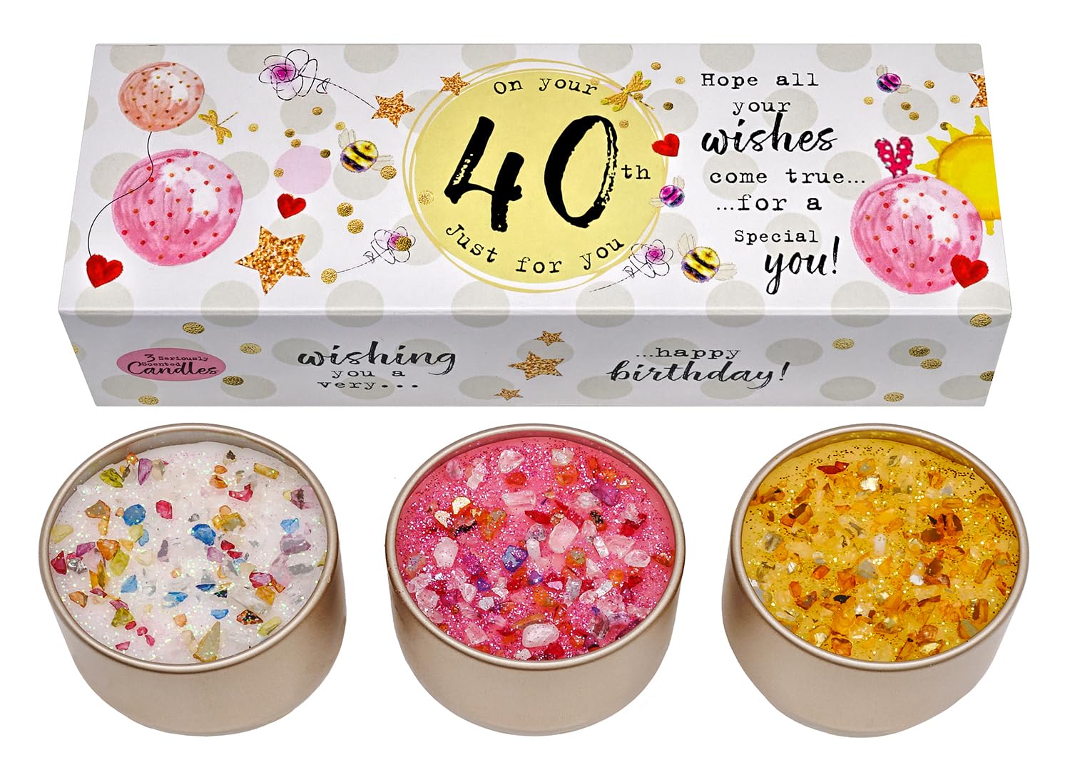 Best Kept Secrets Gold Three Lites Birthday Age Decorated Tea Light Candles (40Th)