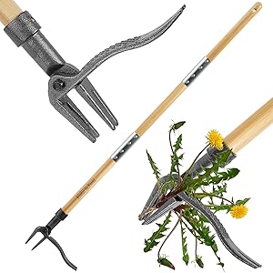 BellaJoyz Weed Puller, Stand Up Weed Puller Tool with Long Handle & 4-Claw Steel Head, 3-Sectioal Pole Design, Garden Hand Weeding Tool - Easily Remove Weeds Without Bending, Pulling,or Kneeling