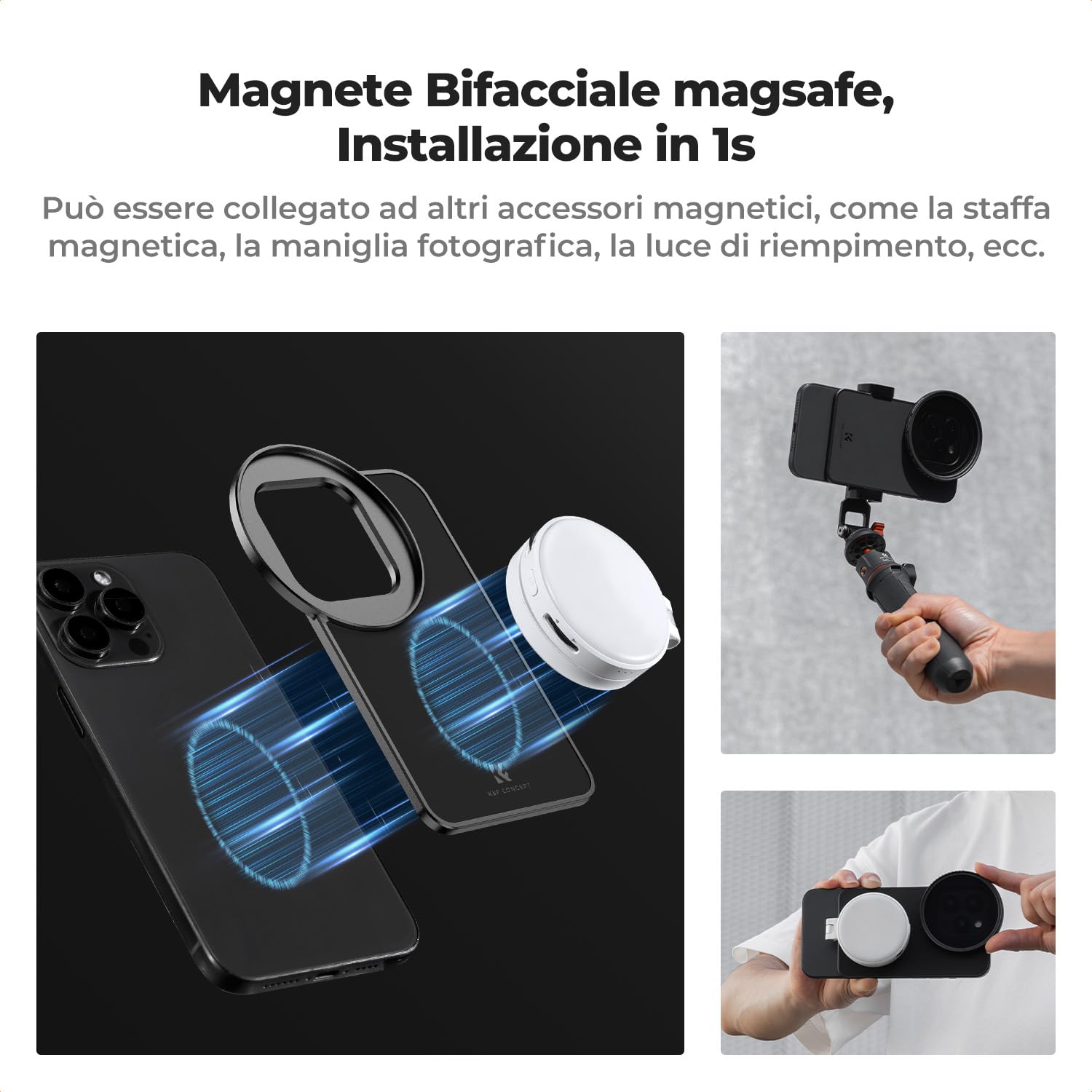 K&F CONCEPT Adattatore Magnetico da 6,7 pollici con Filtro CPL da 67 mm per iPhone, Compatibile con 16/15/14/13/12 Pro Max, 16/15/14 Plus (6,7/6,9 pollici)