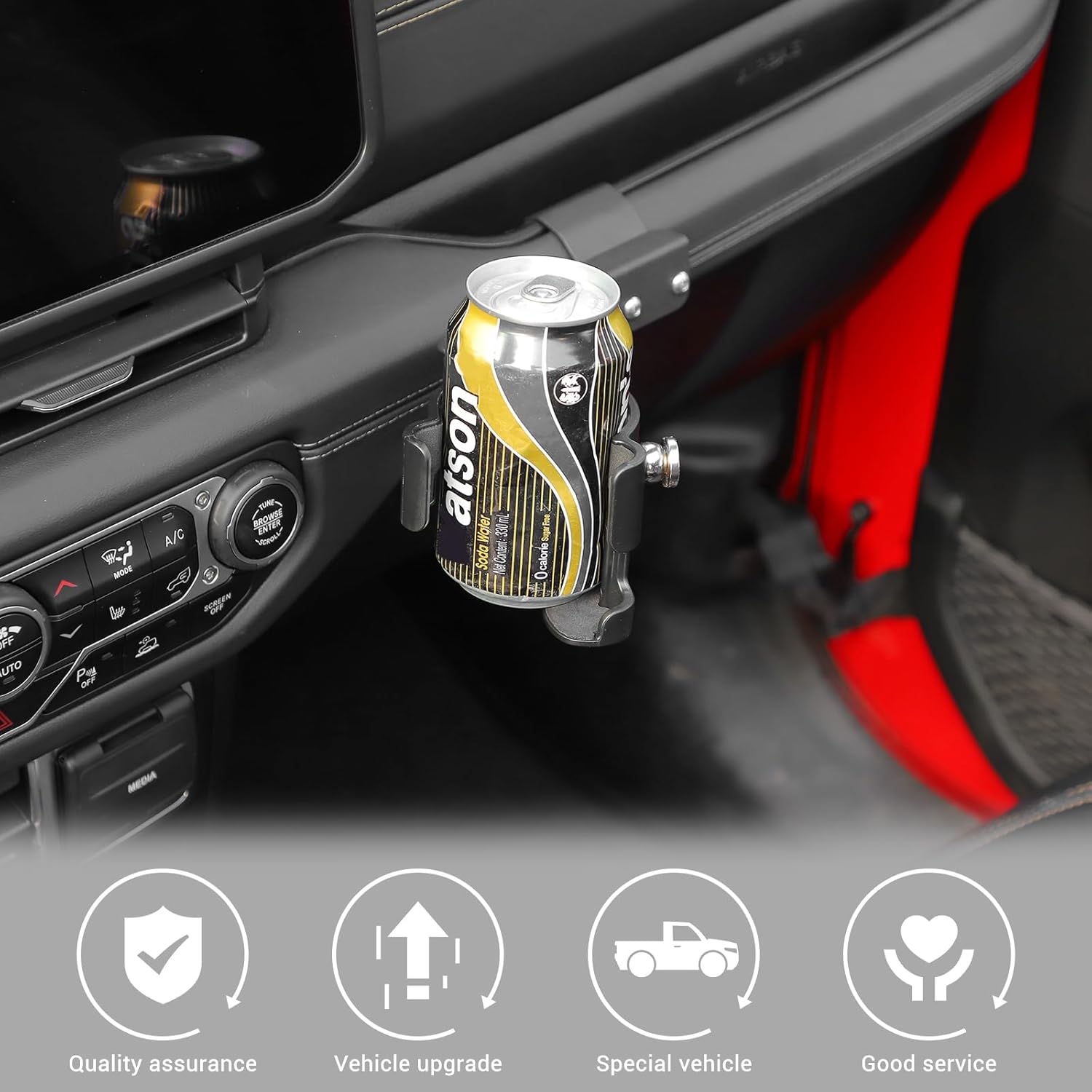 Jimen Passenger Grab Bar Phone Mount Compatible with Jeep Wrangler JL JLU & Jeep Gladiator JT 2024-2025, 3 in 1 Car Cell Phone Drink Cup Holder with CB Mic Mount