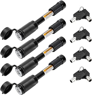 METOWARE Trailer Hitch Lock Hitch Receiver Pin Lock Fits Class III IV V and 2”- 3-1/2" Receiver with 5/8" Dia 4” Lock Pin and 8 Anti-Rattle Rubber O-Rings Receiver Hitch Lock (4 Pack)