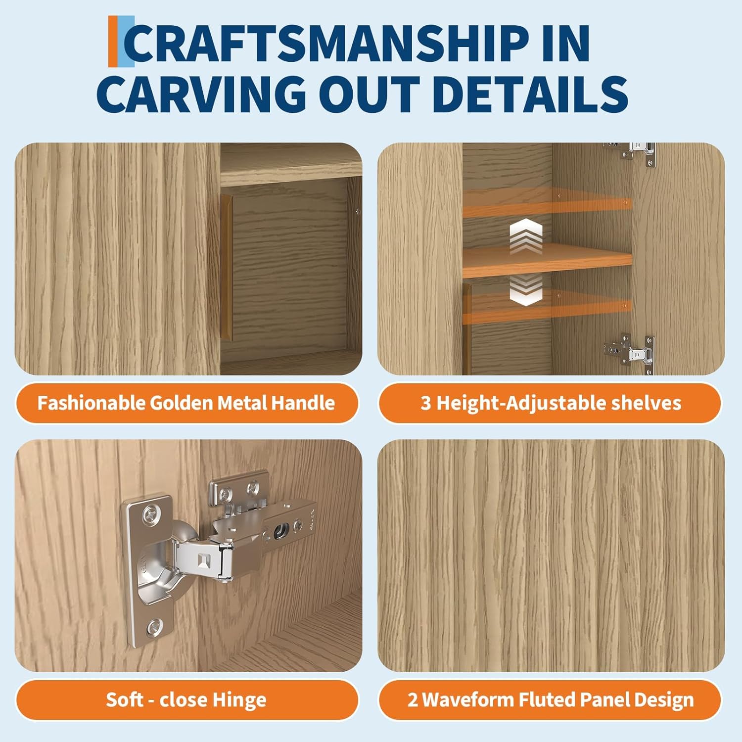 Bathroom Wall Cabinet - Medicine Cabinet with Wave-Patterned & Adjustable Shelf - 25x23x8 Inch Wall Cabinet for Bathroom, Kitchen, Laundry Room, Entryway