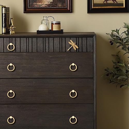 Miniatura 3 de RZDEAL Paquete de 4 tiradores de latón macizo de 2 pulgadas, tiradores de cajón de estilo antiguo, tiradores de latón cepillado, tiradores de latón