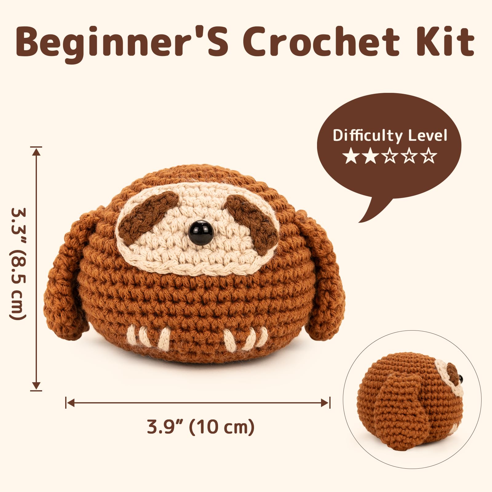 Yeezhee Kit de ganchillo para principiantes – Juego completo de iniciación de animales amigurumi con tutoriales en video paso a paso, hilo y gancho de ganchillo, regalo de peluche fácil para adultos y