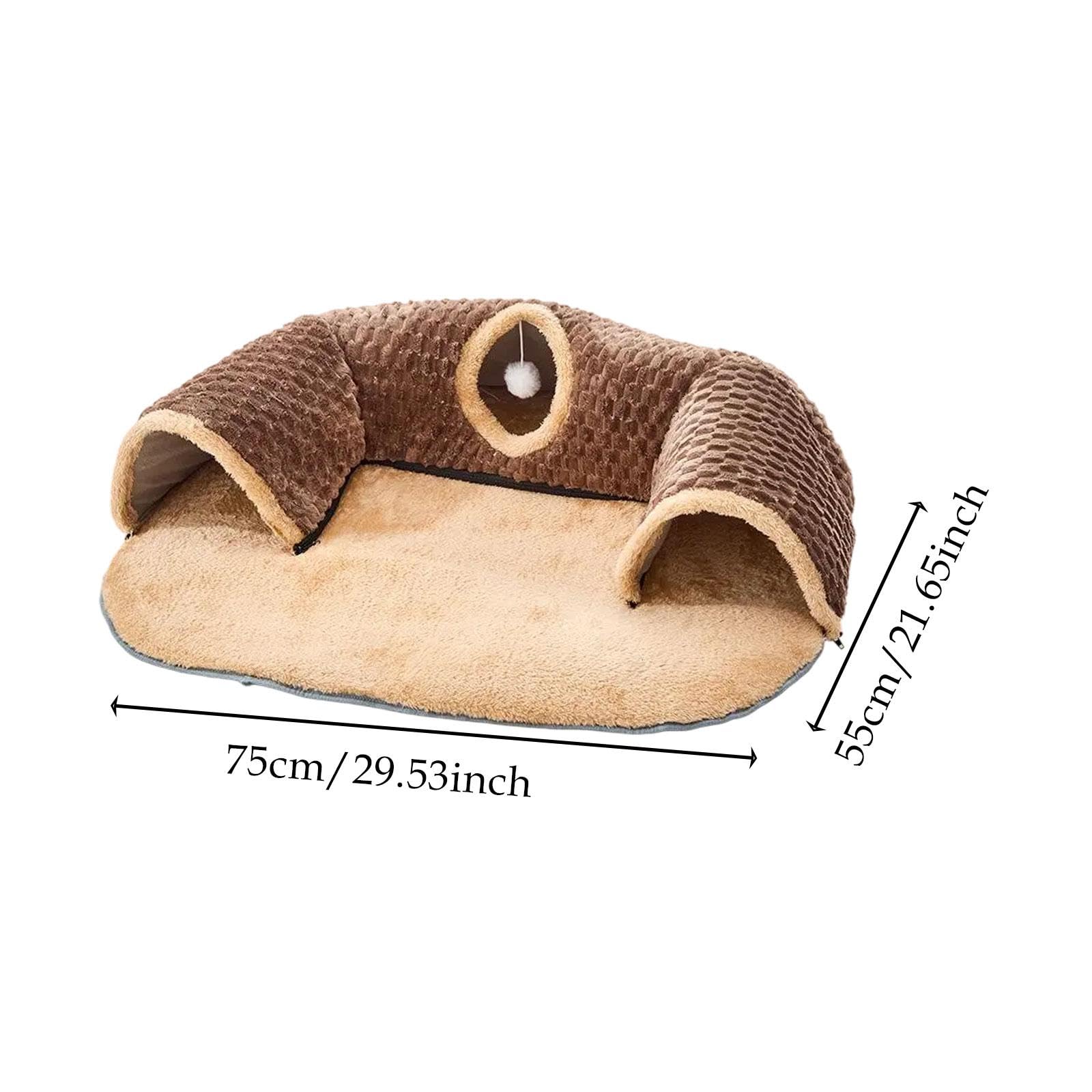 Tunnel Fonctionnel pour Chats, Cachette et pour Petits Animaux, Brown M
