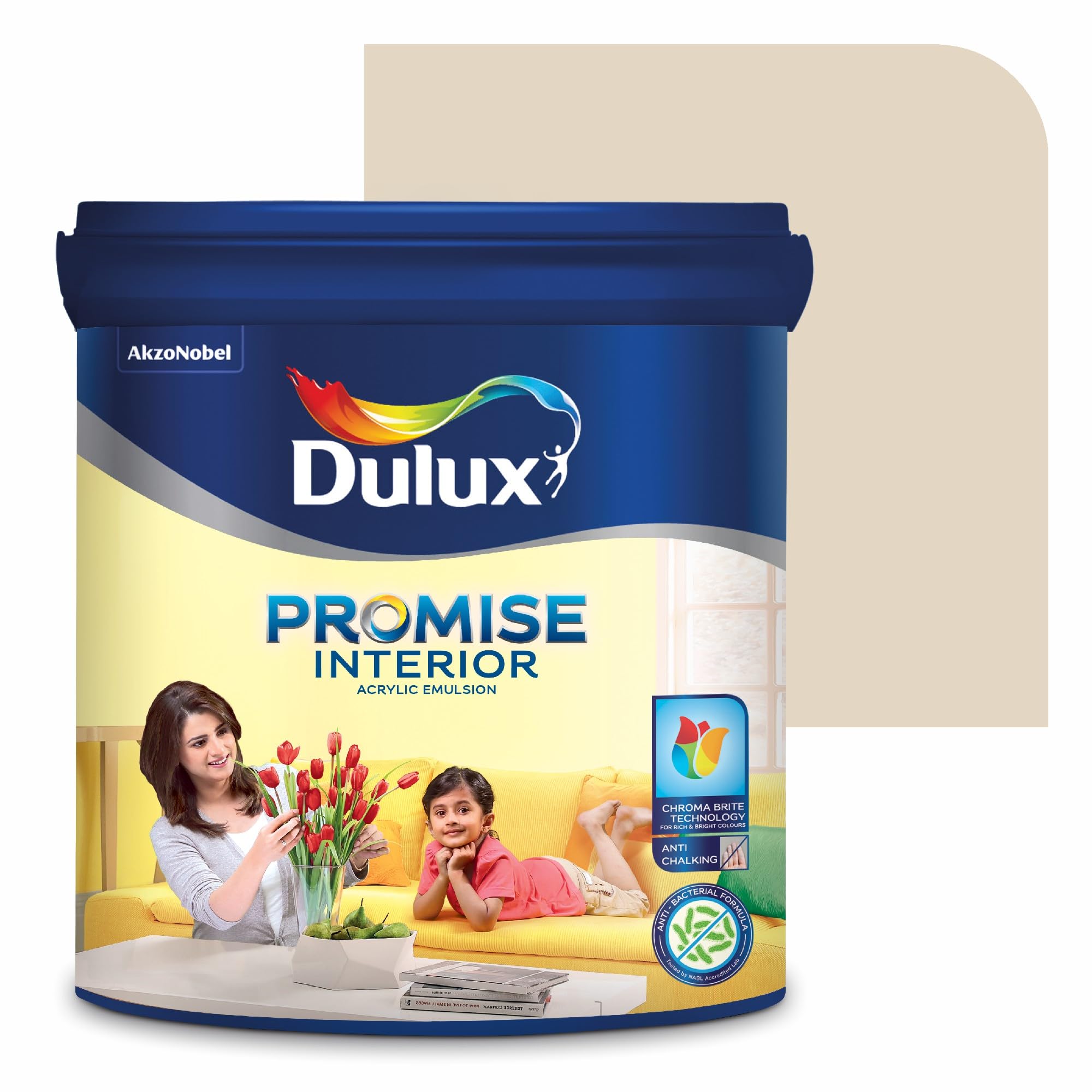 Dulux Promise Interior Emulsion Paint (10L, White Pearl) | Wall paint with Chroma Brite Technology for brighter longer-lasting colors | Rich Finish | Anti-chalk | Water-based | 3-year warranty