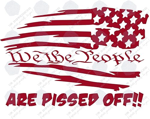 Vista 52 de Red Stars Rt. - Calcomanía de vinilo con la bandera estadounidense "We The People are Pissed Off" (We The People are Pissed Off) UR Rojo