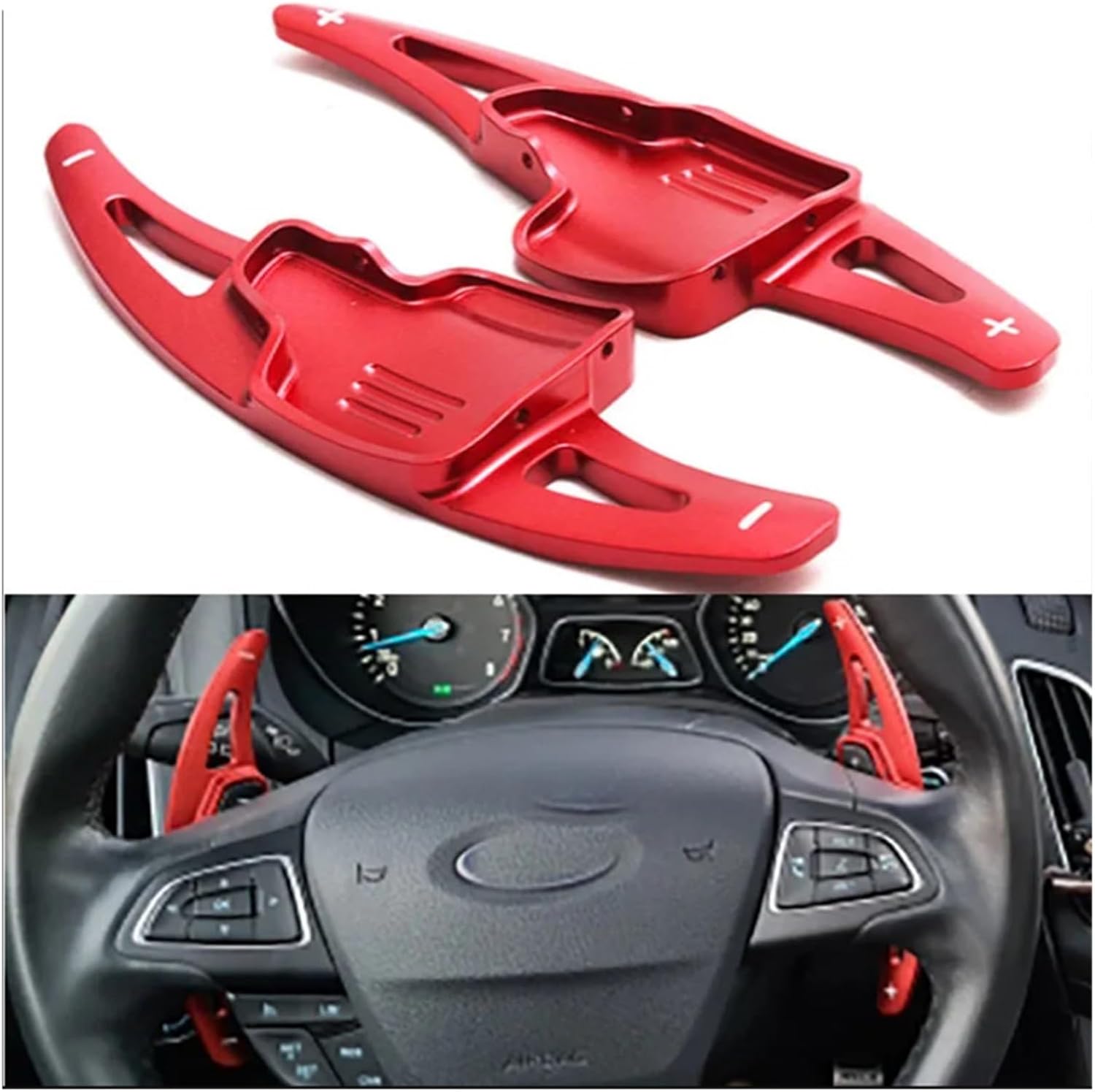 MUSM Pair Car Steering Wheel Shift Paddle Extender Stickers Aluminum Fit for Ford Fit for Kuga Car Accessories(4)