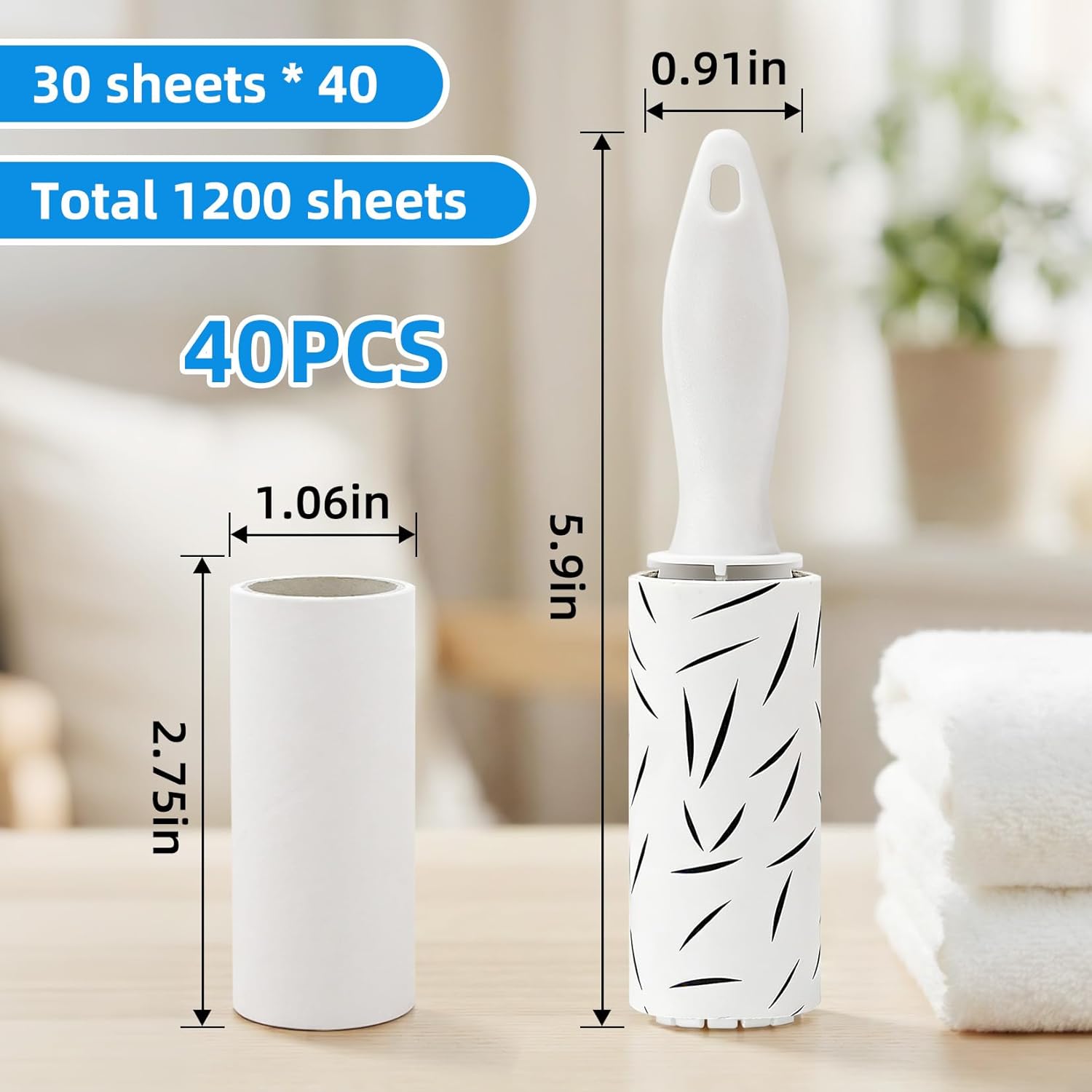 1200 Sheets Mini Lint Roller for Travel - 40 Pack Small Lint Roller Bulk for Pet Hair and Clothes, Removers Sticky Removing Tool for Travel, Gift Bags, Furniture, Car Seat