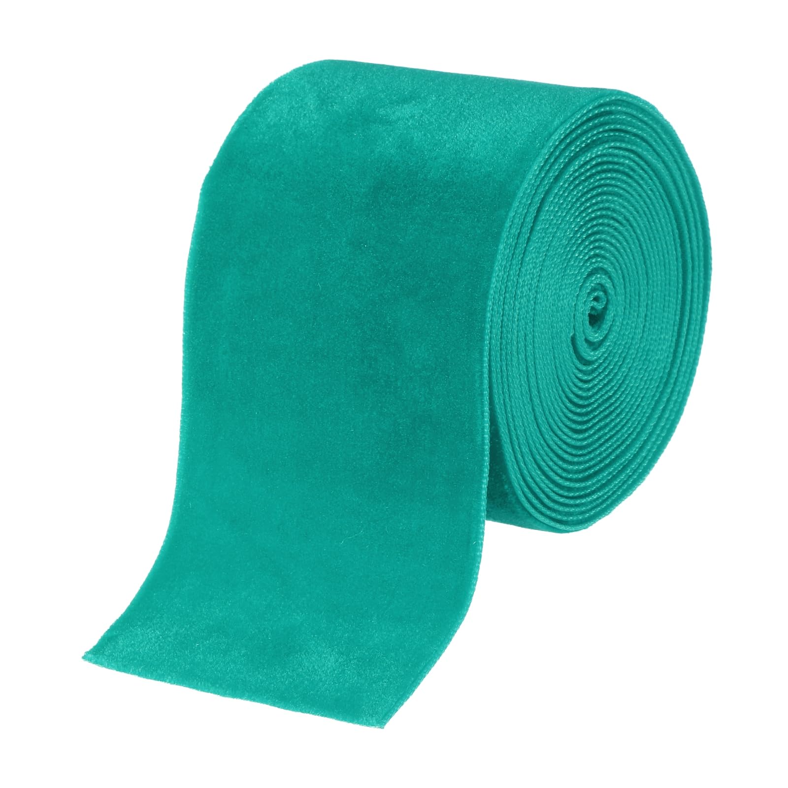 sourcing map Velvet Ribbon 2 Inch x 3 Yard Single Face Spool Silky Velvet Fabric for Bouquets DIY Crafts Gift Wrapping Wedding Party Blue Green — image 1