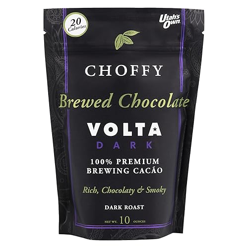 Choffy Sustituto alternativo de café de cacao preparado  10 onzas Volta sabor tostado oscuro  Bebida molida de cacao sin cafeína para los amantes