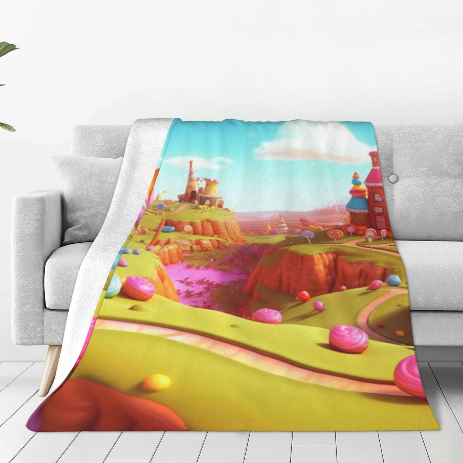 KLOPH Candyland Throw Blanket 40"x30" Flannel Fluffy Warm Blanket for Couch, Reversible Plush Blankets for Bed, Comfy Fuzzy Blanket for Sofa, Plush Lightweight-Blankets for All Season