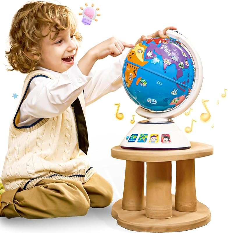 Globe for Kids, Interactive Globe With Lighting And Music | Learning And Educational Toys for Kids, Exploration Toys Ages 3+ Years Old, Kids Birthday Christmas Gifts
