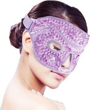 Ice Face Eye Mask for Woman Man,Hot or Cold Gel Face Ice Mask Reusable