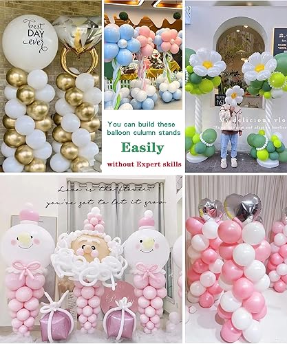 Miniatura 7 de Kit de soporte para globos, 2 juegos de soporte versátil para globos, base de poste de 5 pies, kit de arco de globos para decoraciones