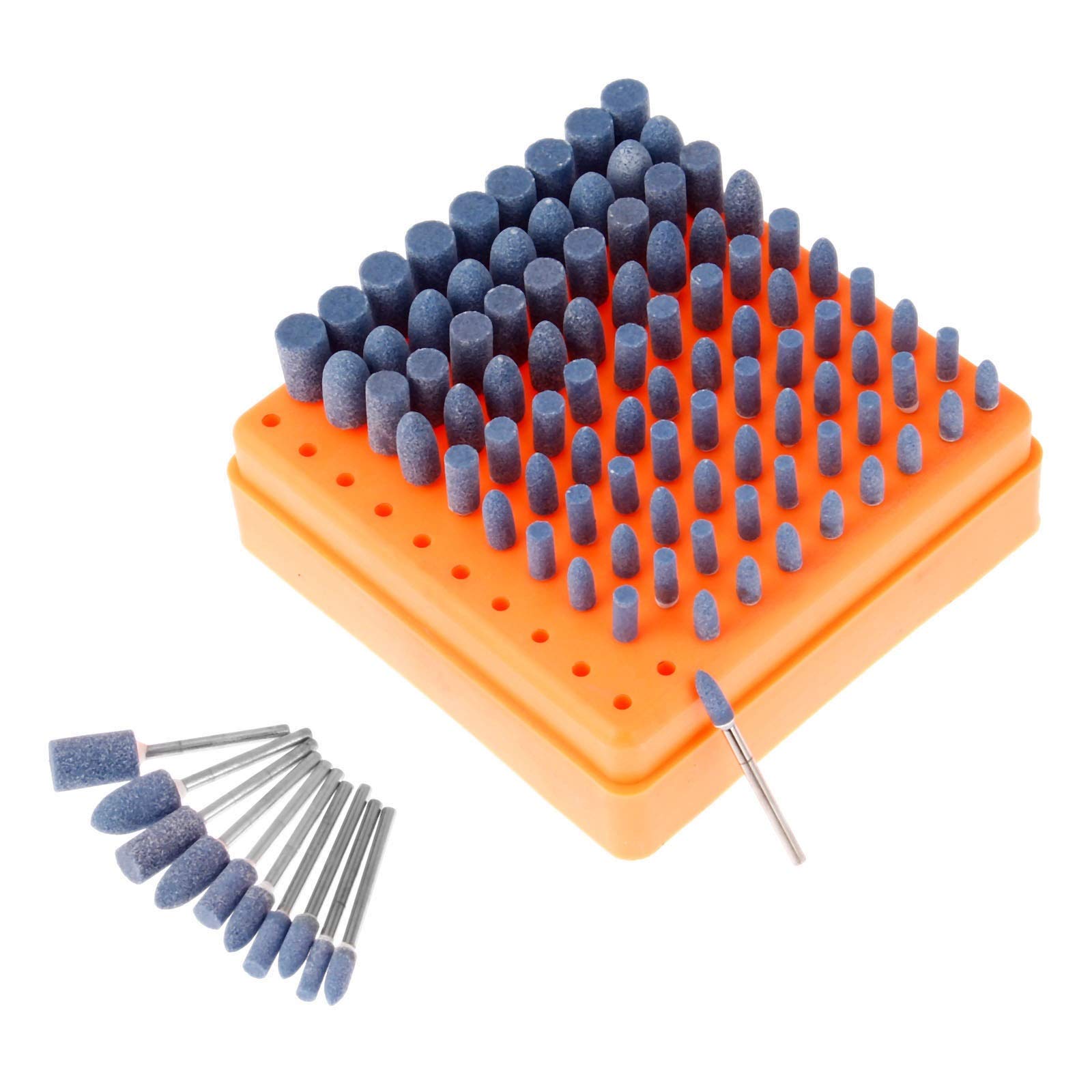Testa di macinazione e lucidatura 100pcs Abrasivo Punto di pietra montata Punto di macinazione della ruota della testa for laminazione della stampo Polish Die Grinder Strumenti rotativi 3mm Stinco